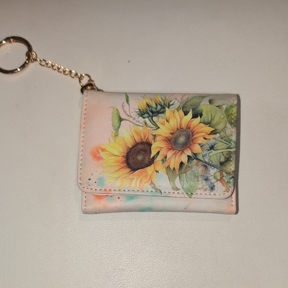 Sunflower Print Women's Wallet With Removable Keychain - Picture 1 of 5